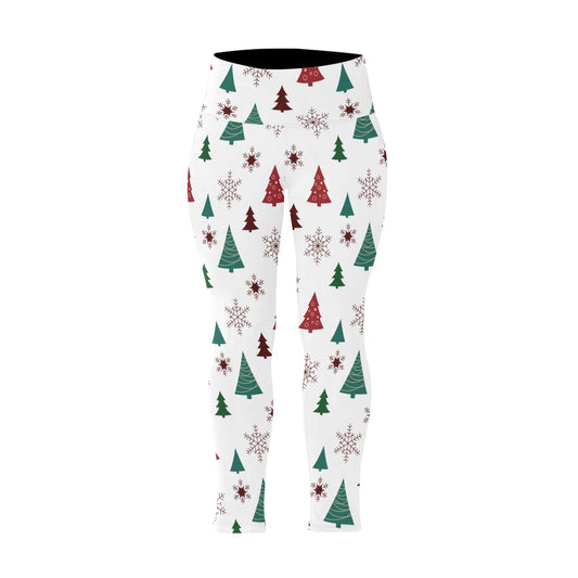 Red/Green Christmas Tree Women's High Waist Leggings - Plus Size