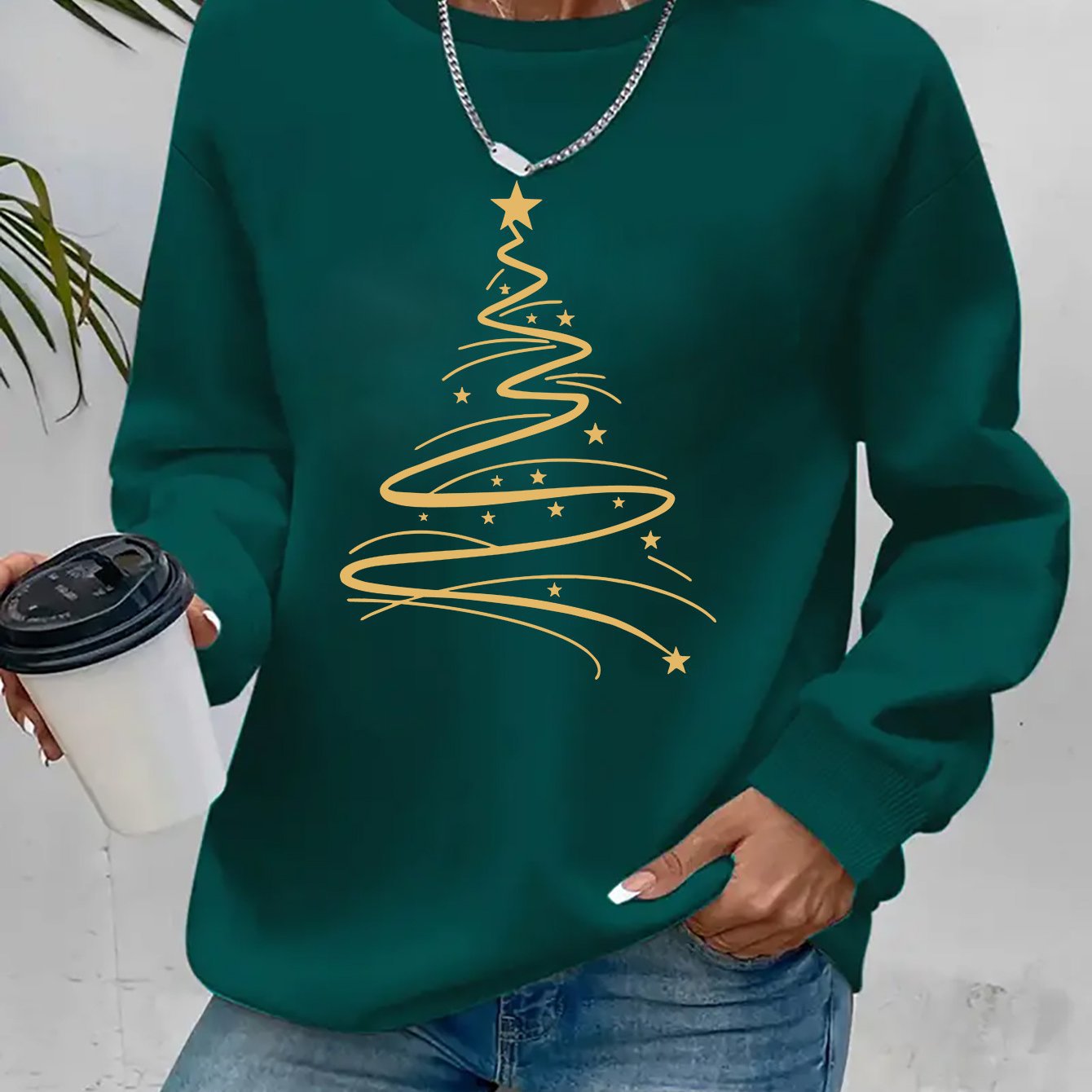 Women's Casual Christmas Print Long Sleeve Sweatshirt
