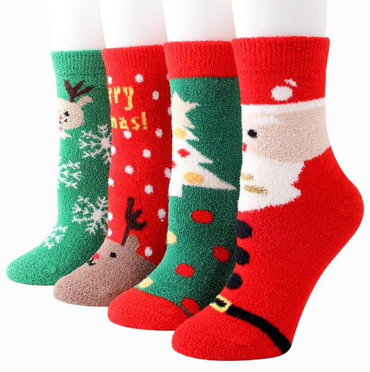 12 Pack Playful Winter Coral Velvet Christmas Stockings