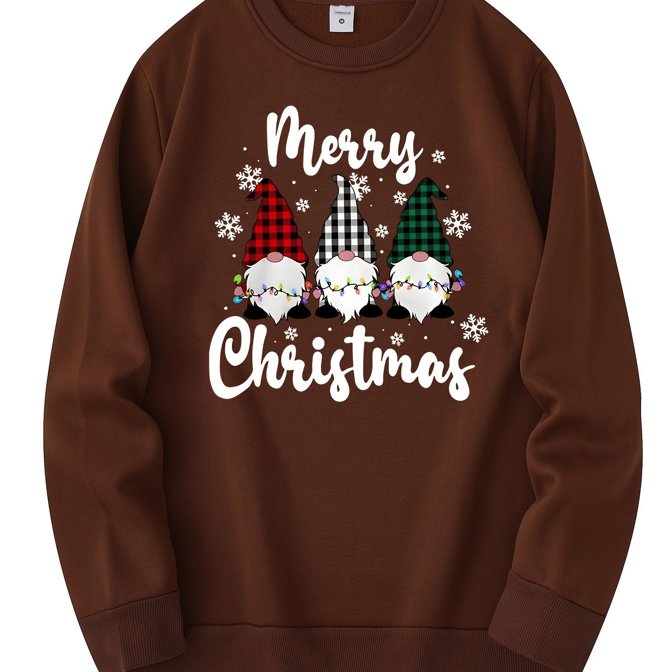 Men's Christmas Gnome Graphic Sweatshirt - Olive Green Casual Wear