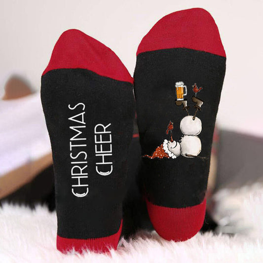 Playful Christmas Snowman Color Block Socks