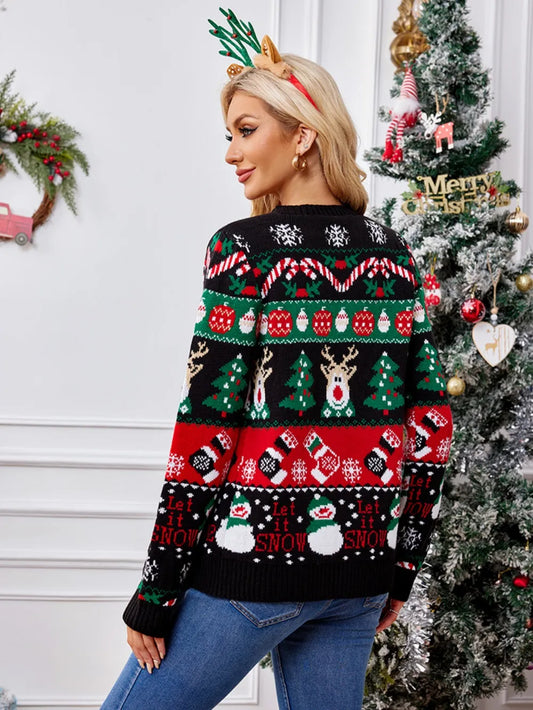Festive Christmas Reindeer Snowmen Sweater for Women