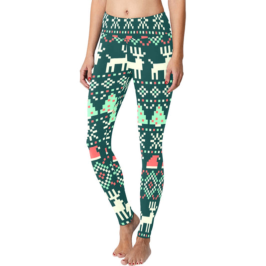 Quilted Pattern Digital Christmas Running Women's Workout Leggings
