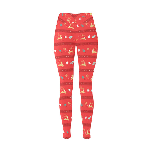Red Reindeer Christmas Running Women's Workout Leggings