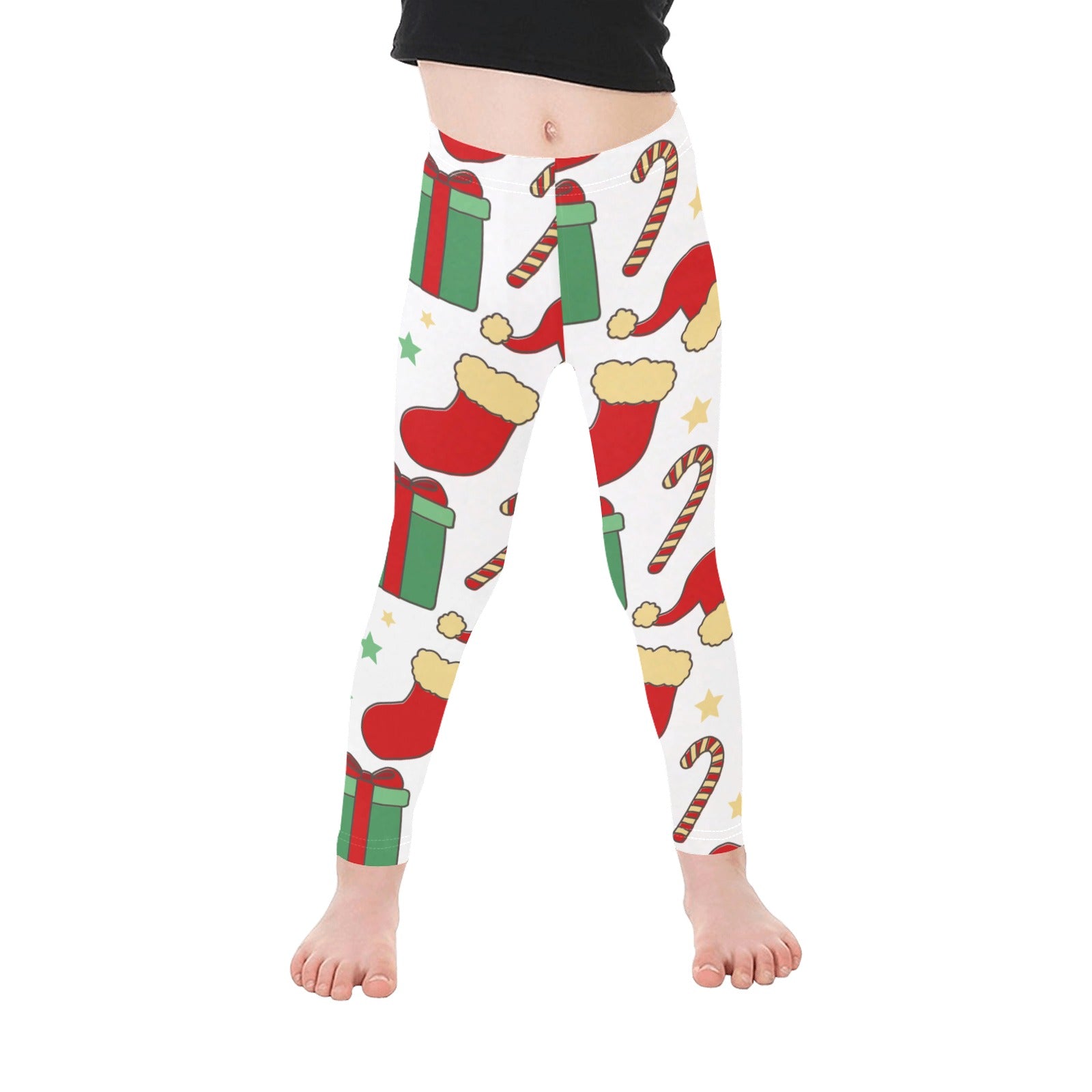 Festive Candy Cane All-Over Print Girls Leggings