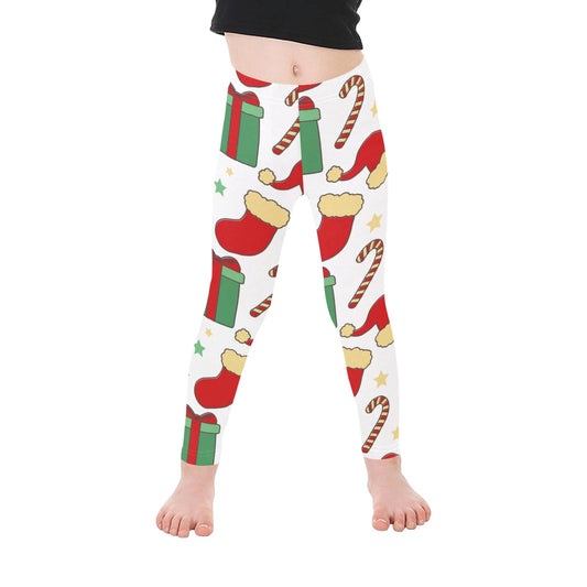 Festive Candy Cane All-Over Print Girls Leggings