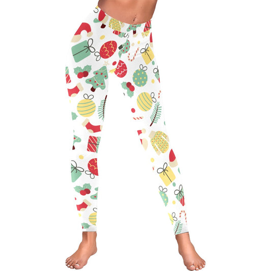 Christmas-Themed All-Over Low Rise Leggings for Women