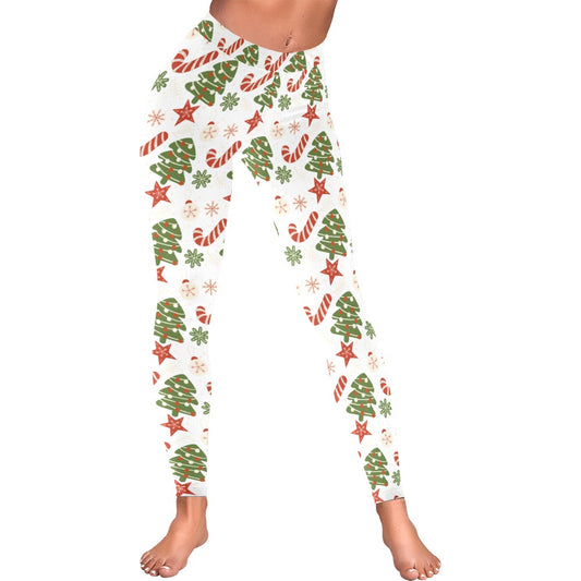 Christmas Tree & Candy Canes Women's All-Over Low Rise Leggings
