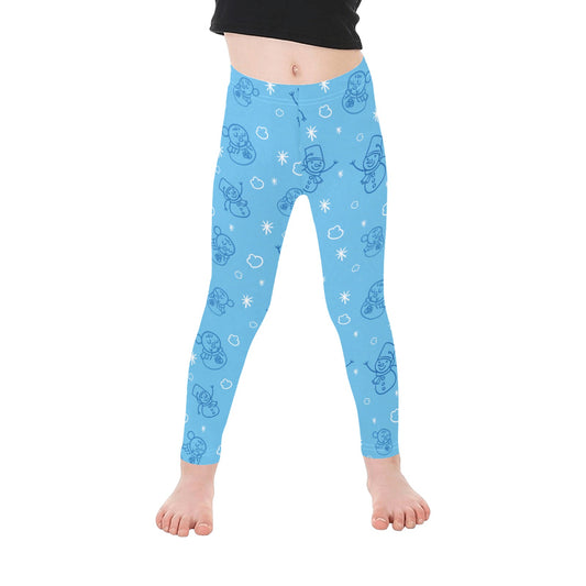 Light Blue Snowmen Christmas Leggings for Girls