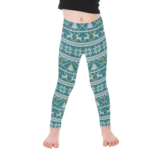Festive Nordic Knit Christmas Leggings for Girls