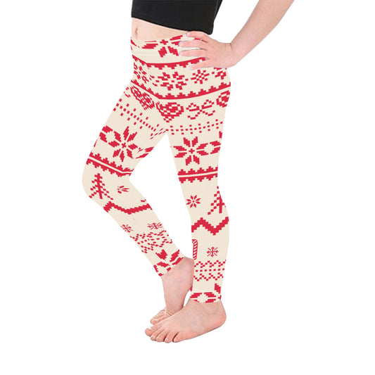 Christmas Nordic Knit All-Over Print Girls Leggings