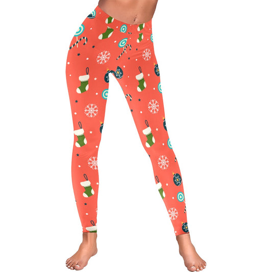 Candy & Snowflake Christmas Women's All-Over Low Rise Leggings