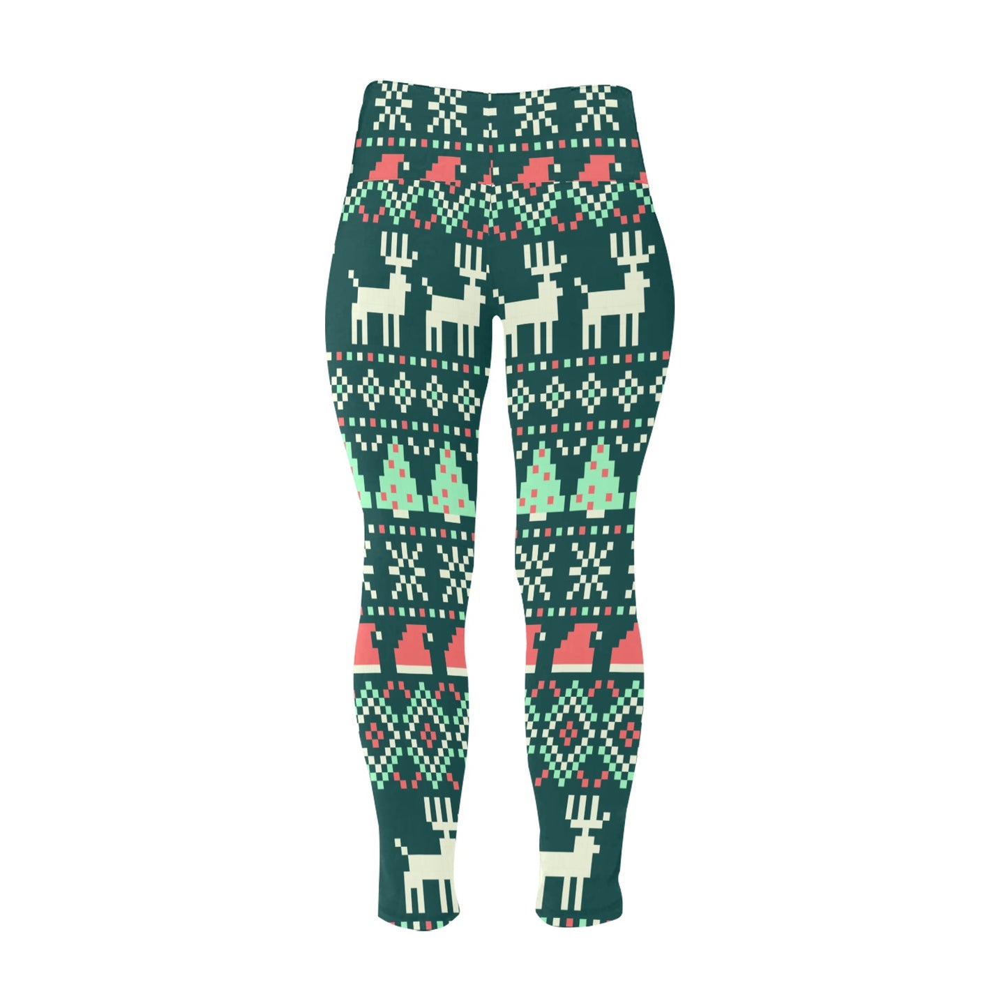 Festive Christmas Digital Print High Waist Leggings (Plus Size)