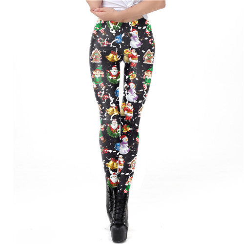 Santa Claus Print Leggings for Women