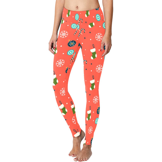 Red Christmas Running Women's Workout Leggings