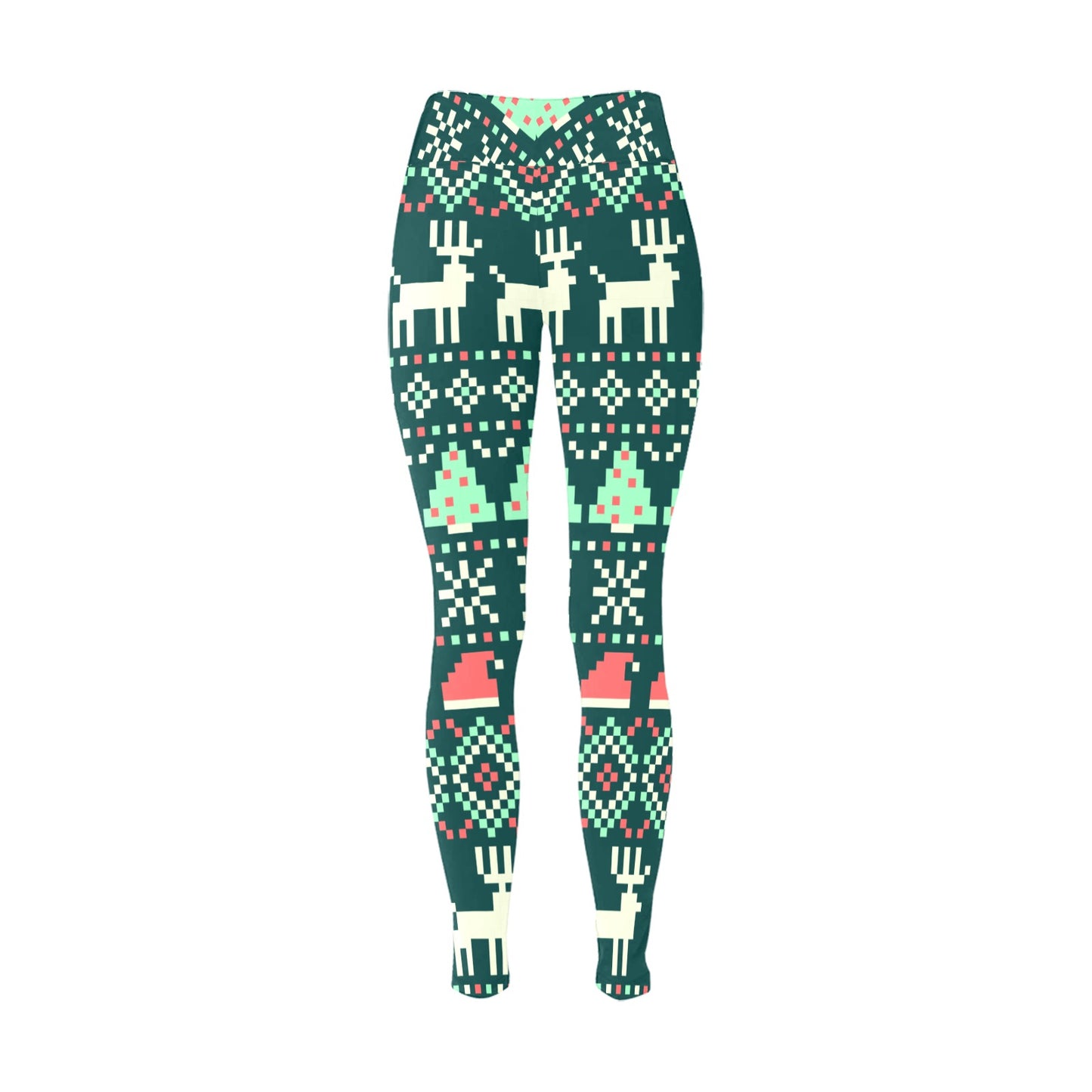 Quilted Pattern Digital Christmas Running Women's Workout Leggings