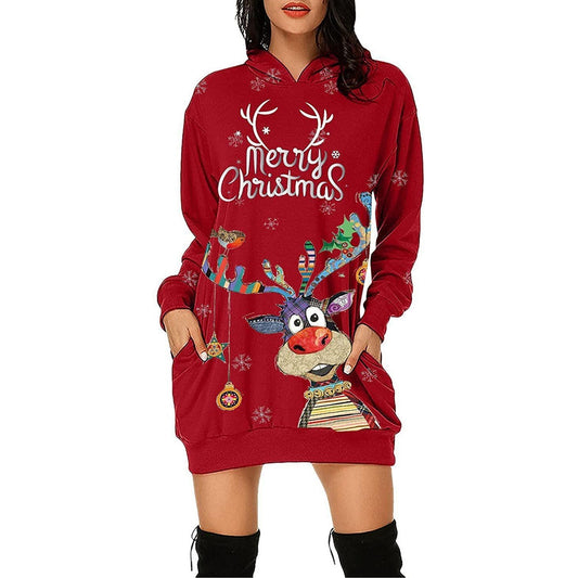 Cozy Christmas Long Sleeve Sweater Dress for Women