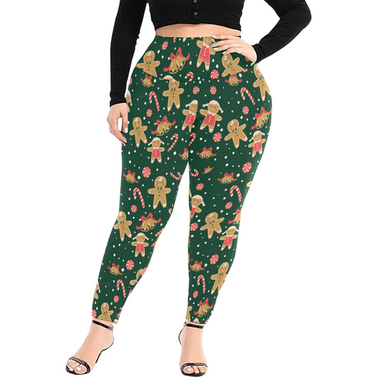 Christmas Gingerbread Family Plus Size High Waist Leggings