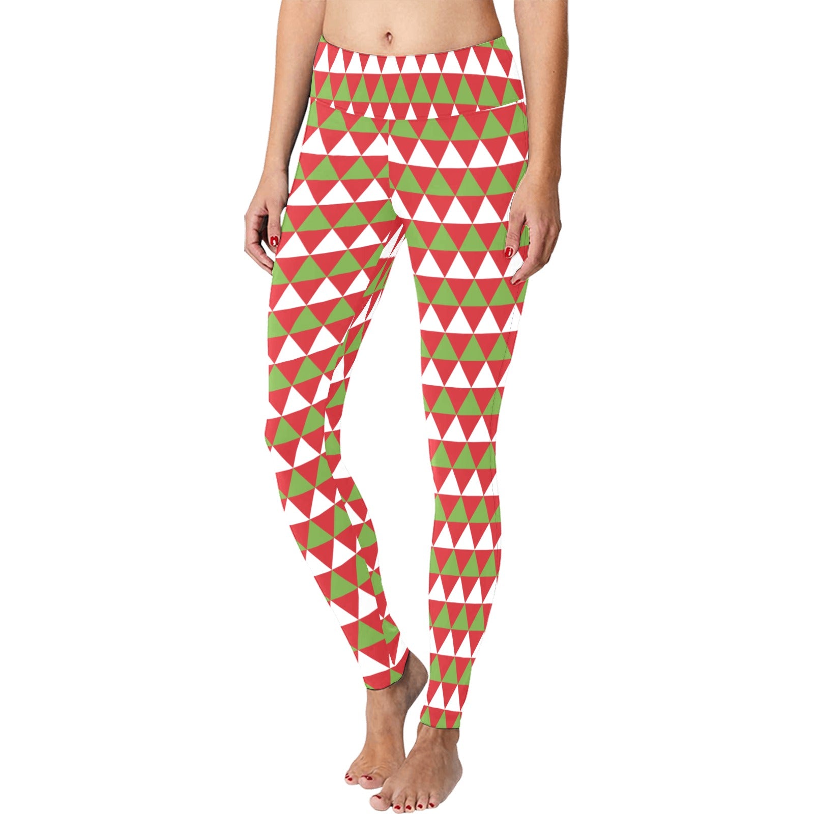 Red Green White Christmas Running Women's Workout Leggings