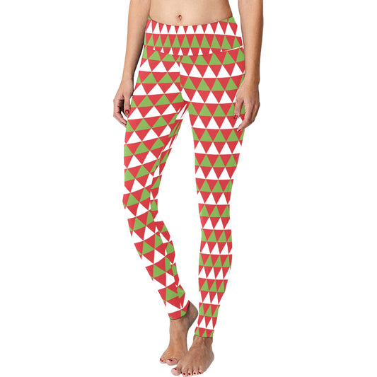 Red Green White Christmas Running Women's Workout Leggings