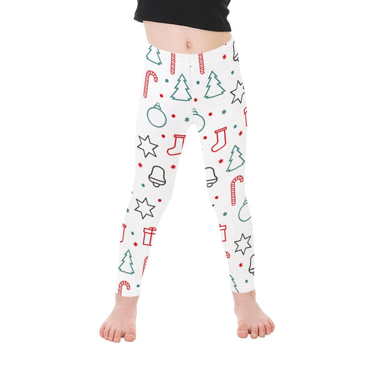 Playful White Silhouette Christmas Leggings for Girls