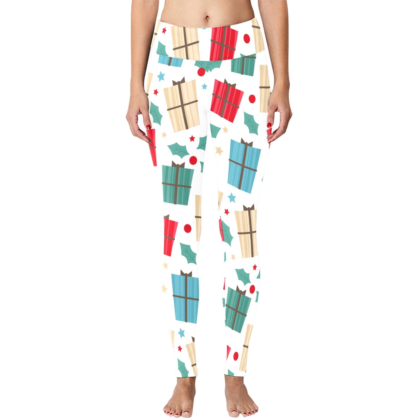 White Presents Christmas Running Women's Workout Leggings
