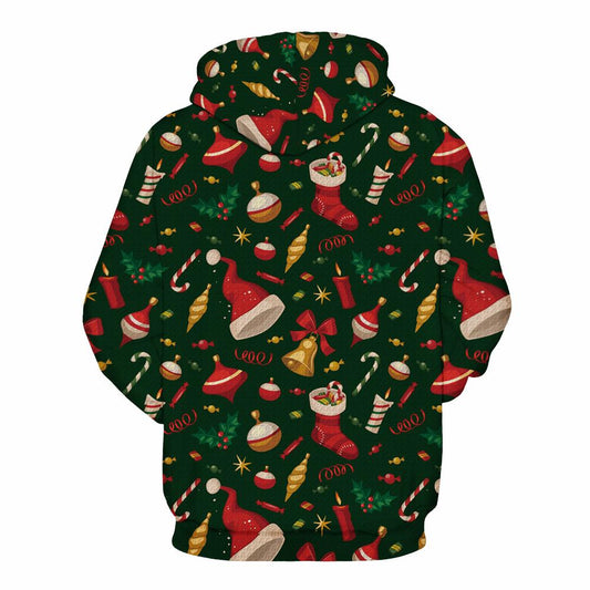 Festive Christmas Hoodies with 3D Bell Pattern