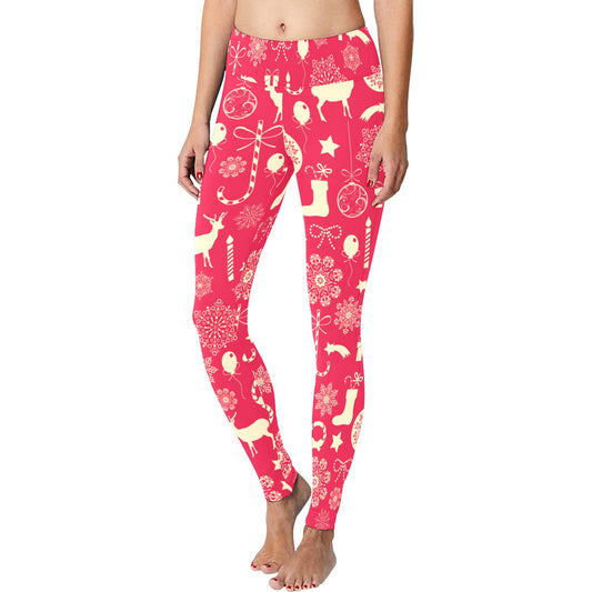 Pink and Cream Christmas Running Leggings