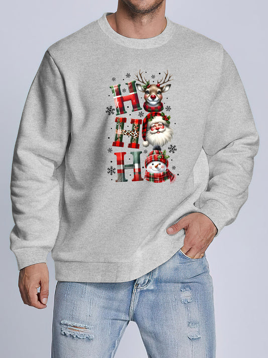 Men's Christmas Sweatshirt - Casual Street Style, Round Neck