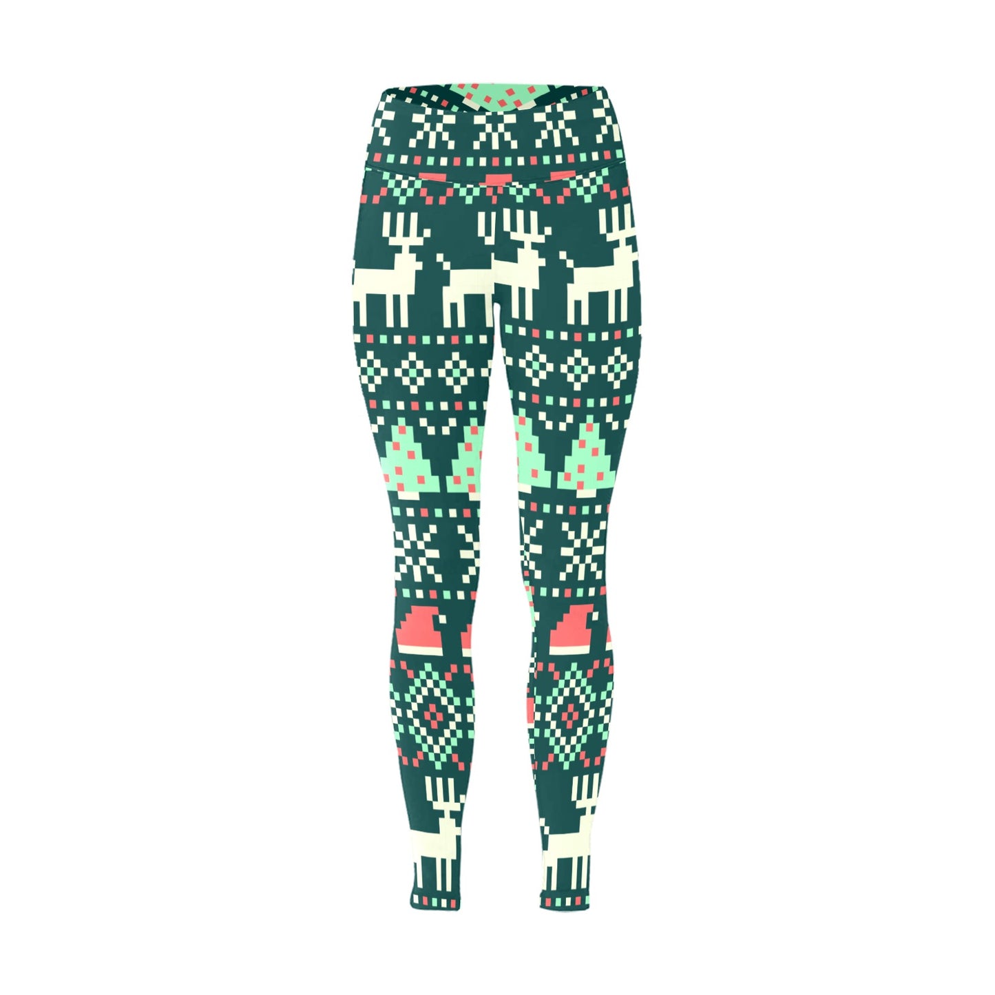 Quilted Pattern Digital Christmas Running Women's Workout Leggings