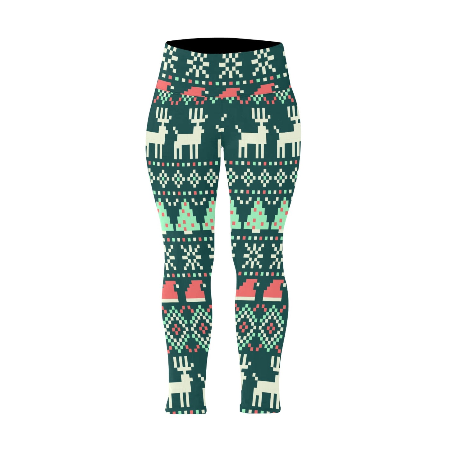 Festive Christmas Digital Print High Waist Leggings (Plus Size)