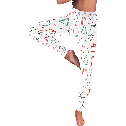 Playful White Christmas Shapes Women's All-Over Low Rise Leggings