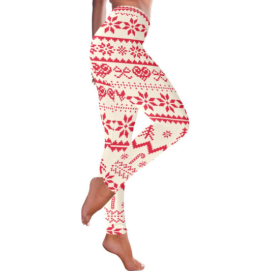 Festive Christmas Quilt Pattern Women's Low Rise Leggings