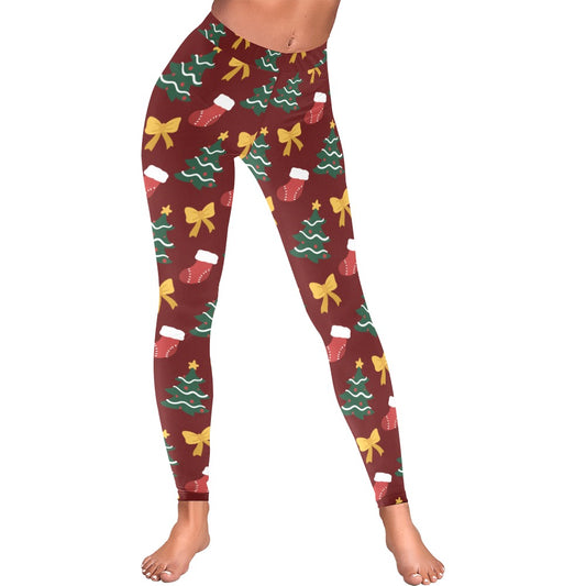 Christmas Tree Bow Women's All-Over Low Rise Leggings