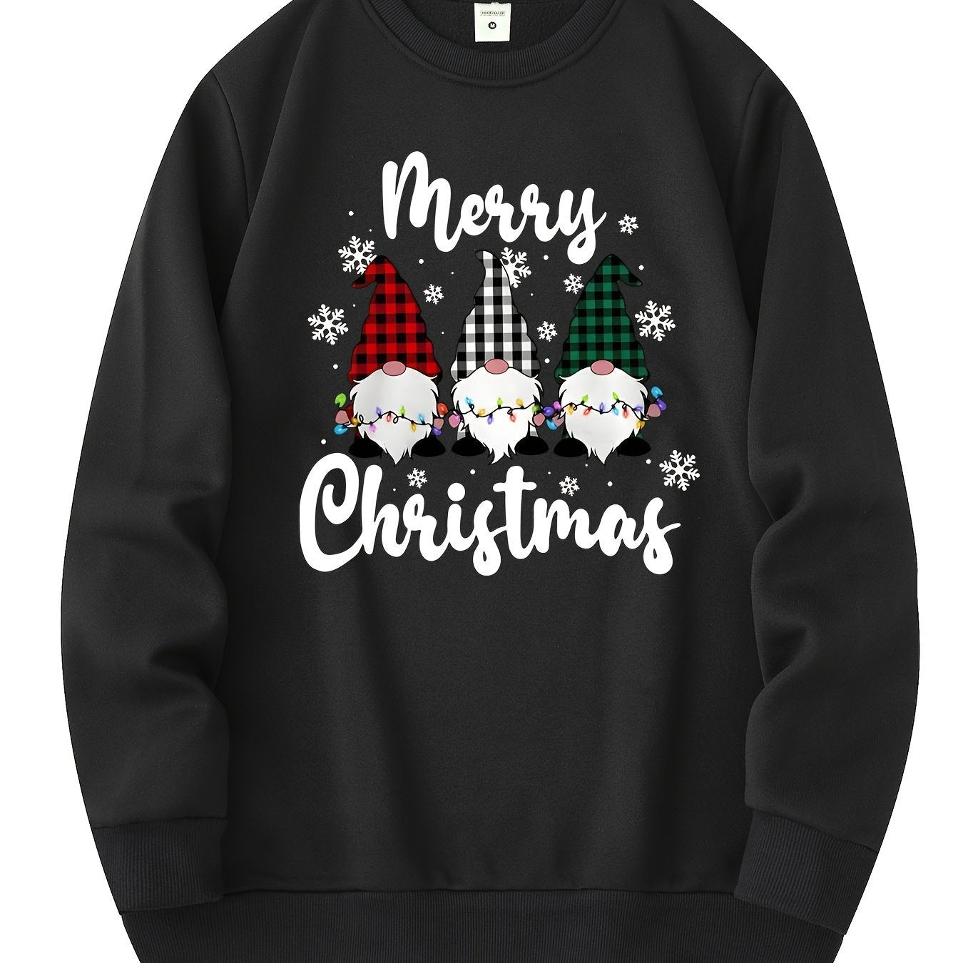 Men's Christmas Gnome Graphic Sweatshirt - Olive Green Casual Wear