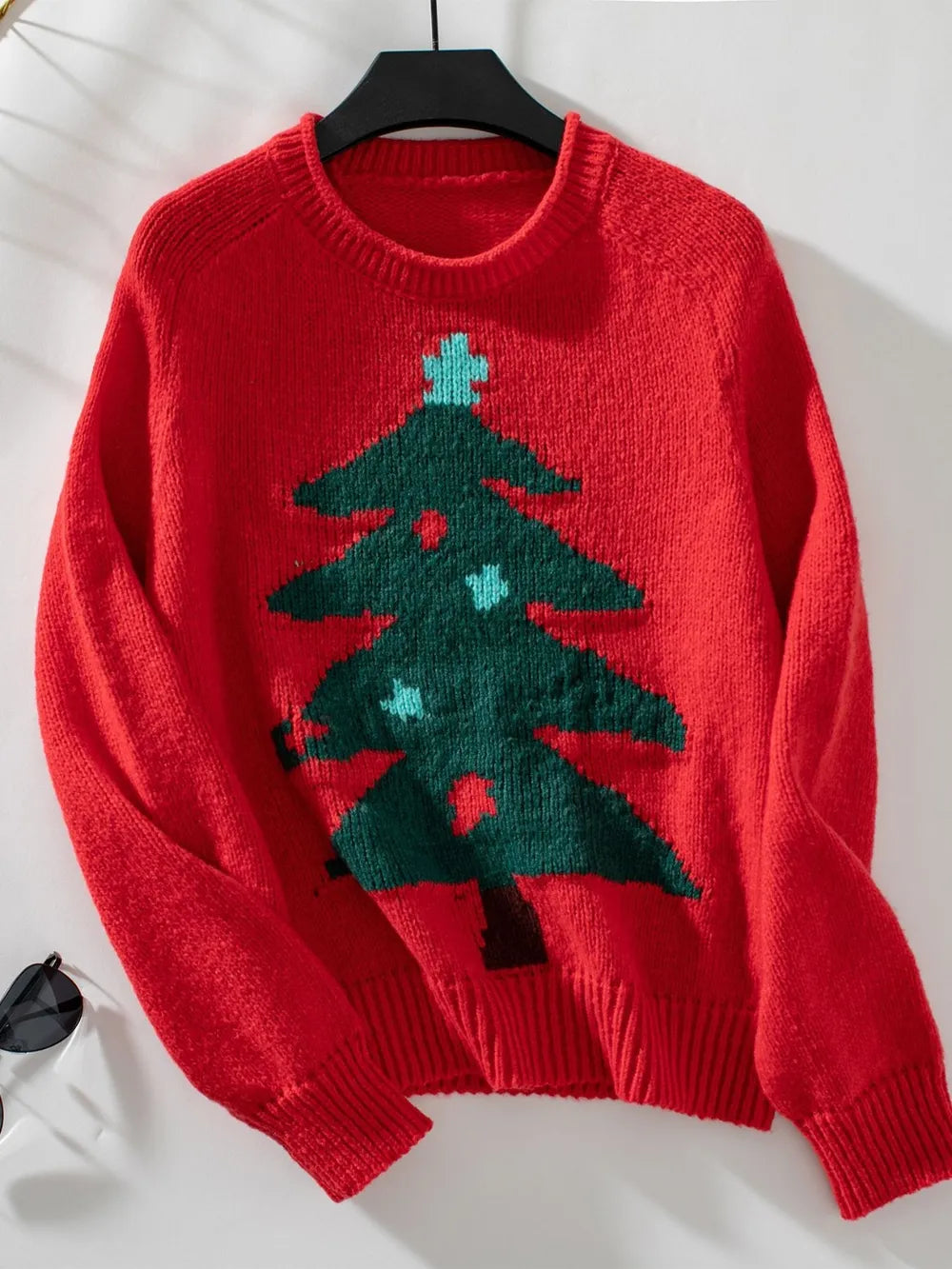 Festive Christmas Tree Raglan Sleeve Sweater