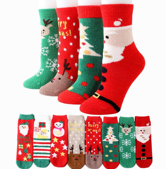 12 Pack Playful Winter Coral Velvet Christmas Stockings