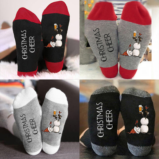Playful Christmas Snowman Color Block Socks