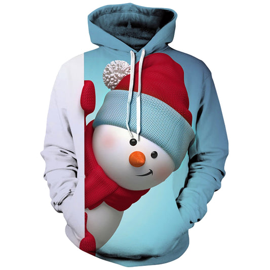 Kangaroo Pocket 3D Print Snowman Christmas Hoodie
