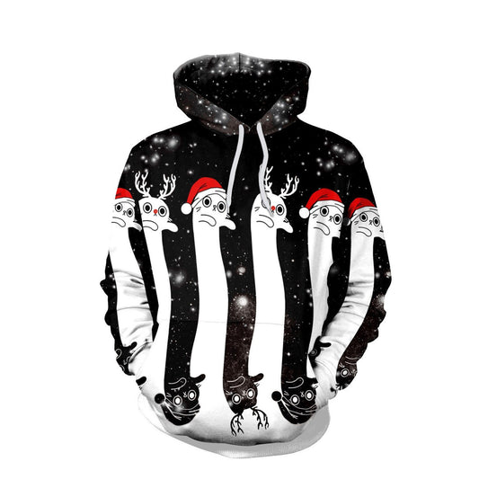 Christmas Cartoon Ghost Print Hoodie