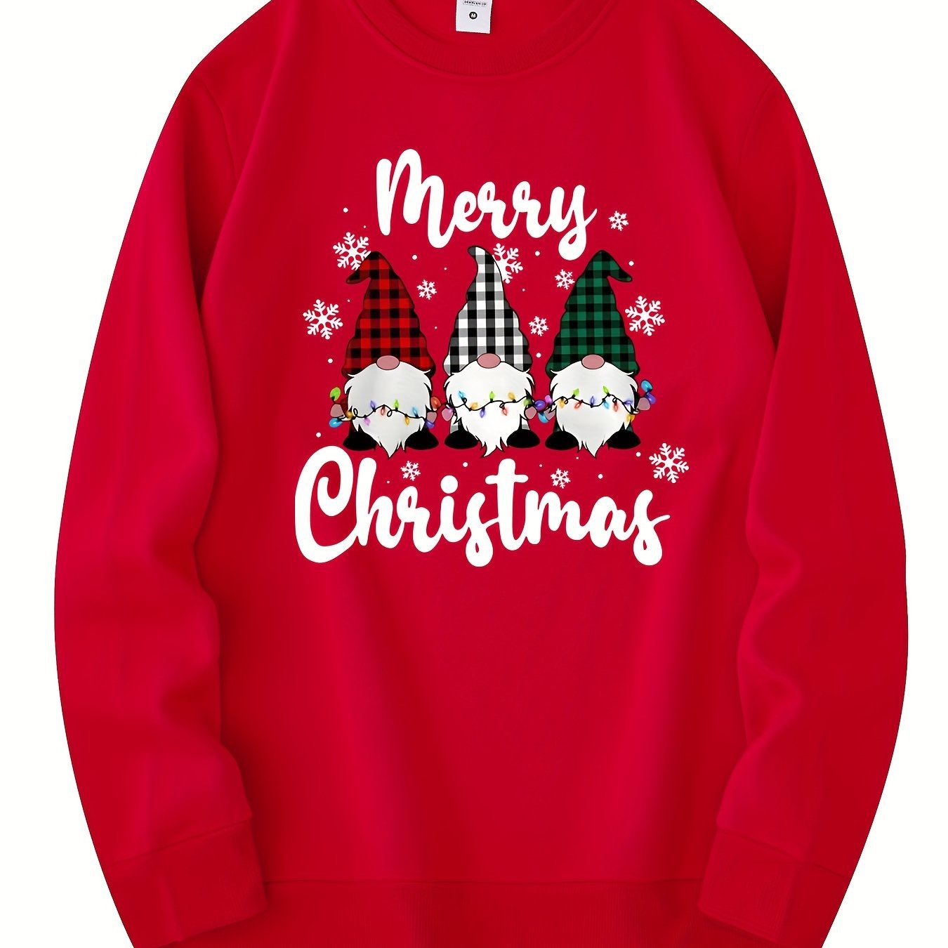 Men's Christmas Gnome Graphic Sweatshirt - Olive Green Casual Wear