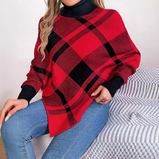 Playful Christmas Contrast Color Cape Sweater
