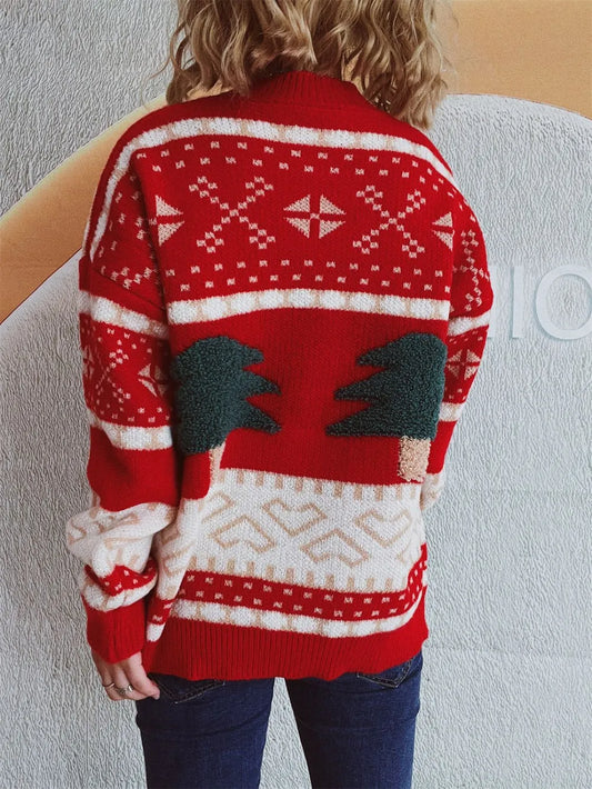 Whimsical Christmas Tree Jacquard Sweater