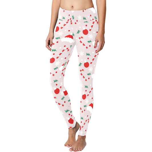 Candy Cane Santa Hat Christmas Running Women's Workout Leggings