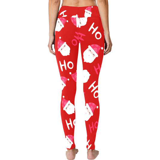 Red Santa Ho Ho Ho Christmas Running Women's Workout Leggings