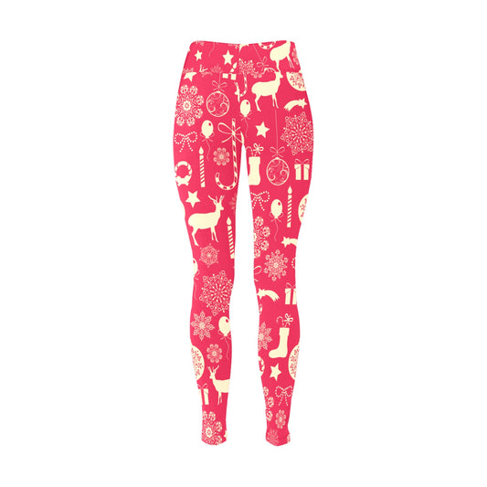 Pink and Cream Christmas Running Leggings