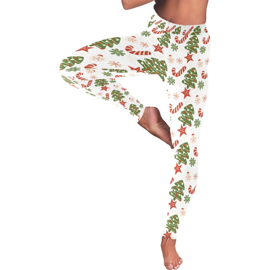 Christmas Tree & Candy Canes Women's All-Over Low Rise Leggings