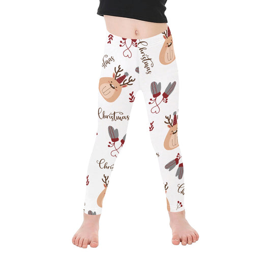 Christmas Reindeer All-Over Print Leggings for Girls