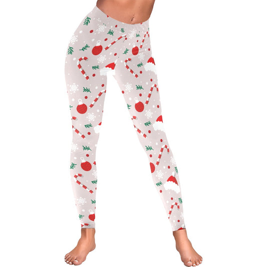 Playful Peppermint Candy Cane Christmas Leggings