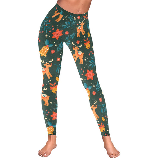 Playful Red Nose Reindeer Christmas Leggings